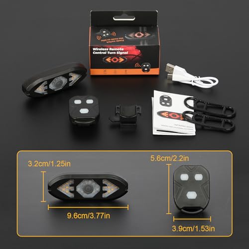 JINKEY Smart Bike Tail Light with Turn Signals, USB Rechargeable Wireless Bicycle Turn Signal Lights, Remote Control Waterproof Rear Safety Warning Light for ebike Scooters