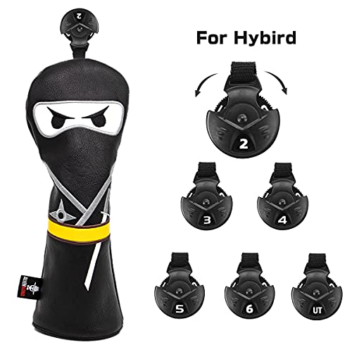 Golf Headcover for Hybrid - Leather Ninja Club Cover with Embroidery