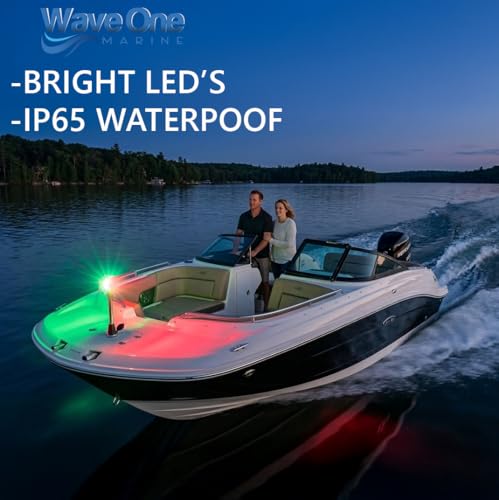 12-Inch Marine LED Bow Navigation Light - Bi-Color Waterproof, Removable, 1NM Visibility