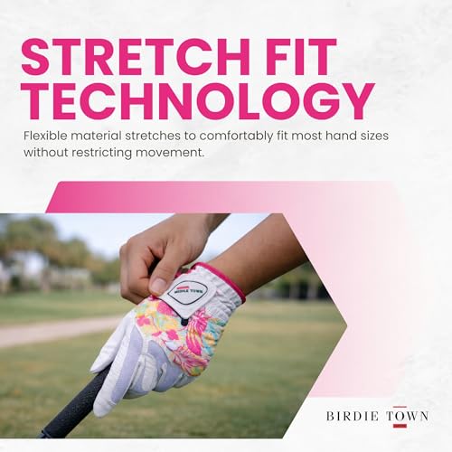 Birdie Town Jupiter 3 Pack Tropical Breathable Synthetic Leather Golf Gloves - Women, One Size