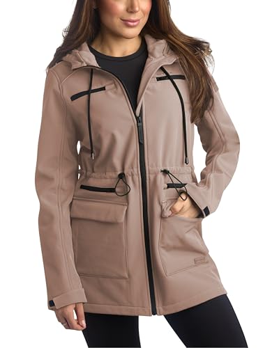 Women's Softshell Jacket Water Resistant Fleece Lined Clay Medium