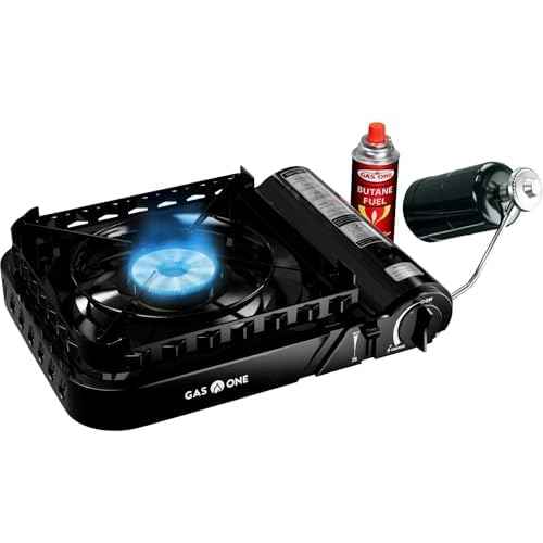 GasOne 15,000 BTU Propane or Butane Stove Dual Fuel Stove Portable Camping Stove - Patented - with Carrying Case Great for Emergency Preparedness Kit