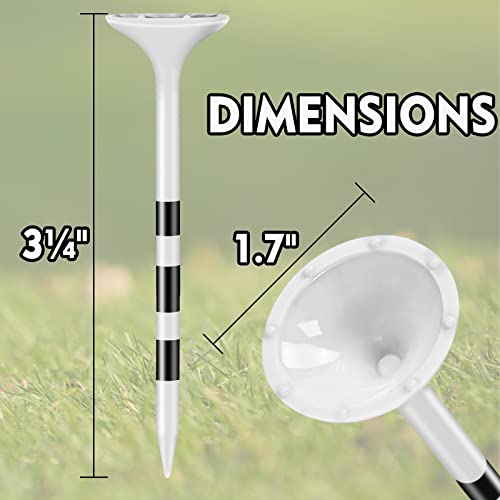 Golf Tees Plastic Unbreakable 3 1/4" with Big Cup & 8 Prongs - Color Rings 50 Pack
