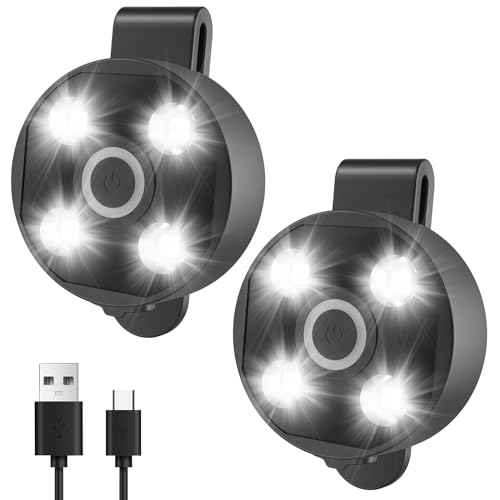 [2 Packs-Large Capacity Battery] Clip On Flashlight Running Lights For Runners Walking Light For Night Walking Wearable Flashlight LED Running Headlamp Rechargeable Light For Vest Chest Camping Dog