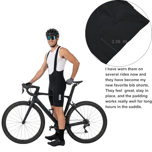 Men's Cycling Bib Shorts 3D Padded Bike Shorts Quick-Dry High Stretch Black X-Large