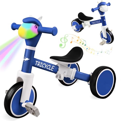 FZHZZ 4-in-1 Toddler Tricycle with Lights & Music - Basic Blue