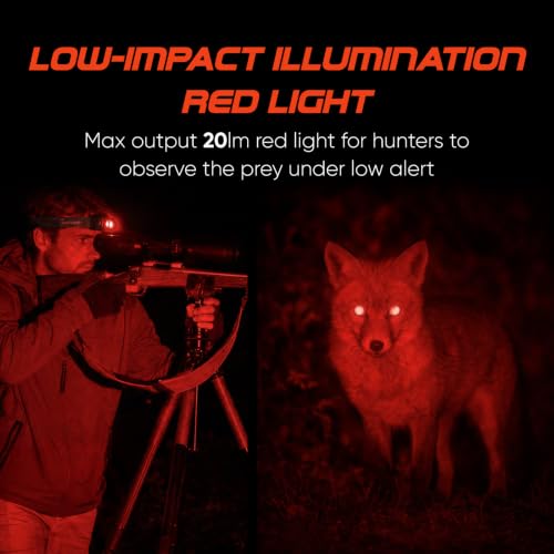 Rechargeable LED Headlamp 740 Lumens with UV & Red Light, Waterproof Hard Hat Light for Hunting Camping Fishing