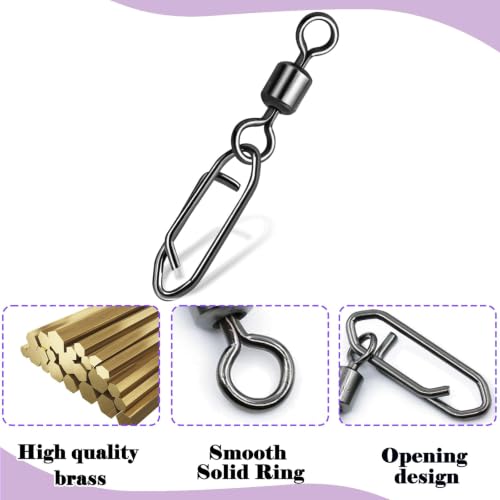 High-Strength Fishing Snap Swivels Set 50 Pieces E_50pcs - Saltwater Ready