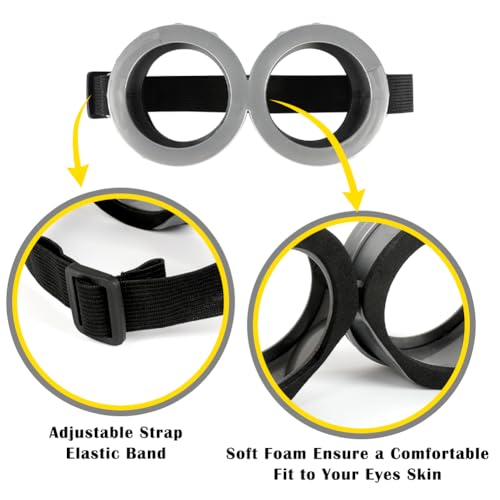 3Pcs Halloween Costume Accessories Adults Steampunk Goggles Glasses Yellow Beanie Hat Black Gloves for Men Women Halloween Cosplay Party