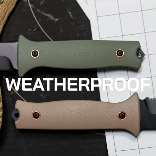 Fixed Blade Knife 4.5 Inch Full Tang Blade with G10 Handle and Kydex Sheath - Flat Dark Earth Variation