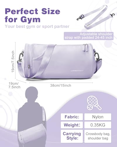 A2 Purple Small Waterproof Gym Bag with Wet Pocket - Women's Fitness Duffle