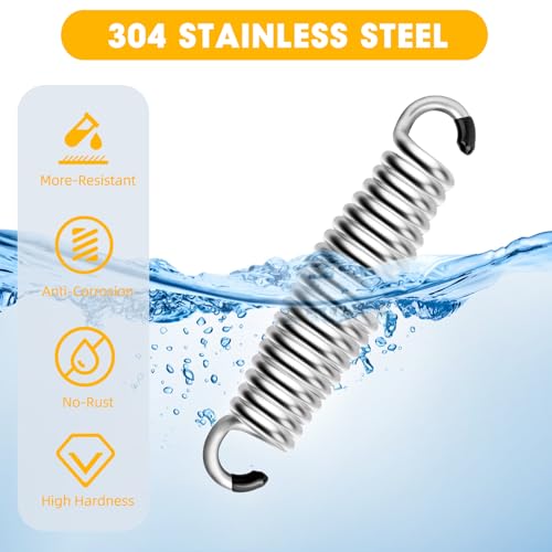 8-Inch Stainless Steel Porch Swing Springs - Heavy Duty Hammock Support (2 Pack)