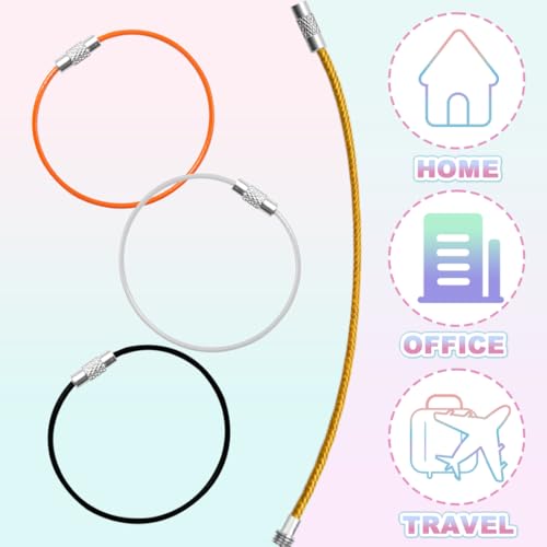 100 Pcs Wire Keychain Rings 6 Inch with 10 Colors for Crafts and Luggage