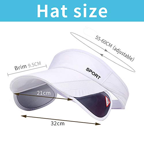 Women’s Summer Sun Visor Hat - Adjustable Golf Cap with Retractable Brim, UV Protection, White 7