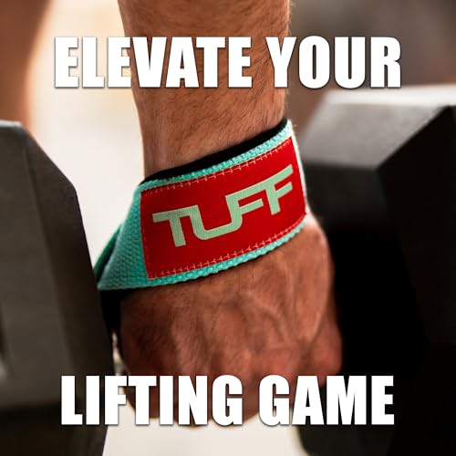 Tuff Lifting Straps Wrist Supports for Weightlifting Deadlifts Powerlifting - Teal Pink