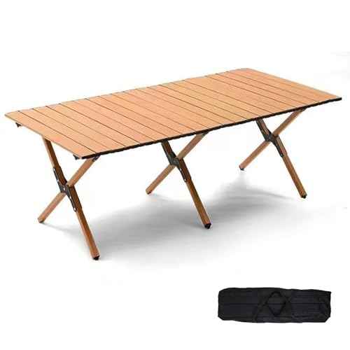 Folding Camping Table, 48Inch Lightweight Roll-Up Table Aluminum Low Portable Picnic Table with Carrying Bag for Outdoor, Beach, Picnic, Backyards, BBQ and Party Log Color