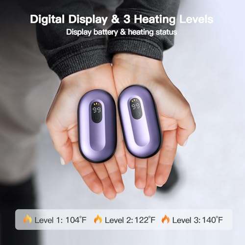 coldSky Hand Warmers Rechargeable 2 Pack, Magnetic Electric Hand Warmer with Digital Display, Reusable Handwarmers Heat Up to 140¢µ, Portable Pocket Heater Warm Gift for Outdoors, Camping, Hunting