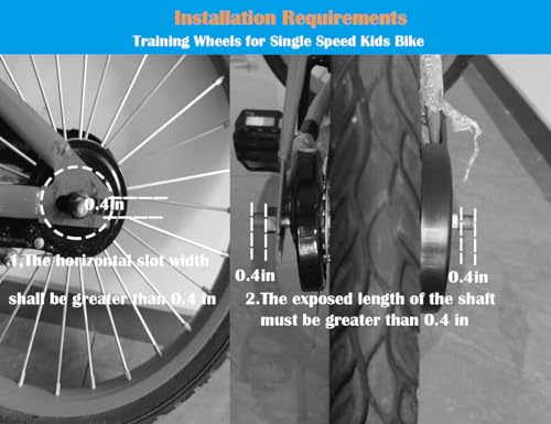 Black Bike Training Wheels for 12-20 Inch Single-Speed Kids' Bikes