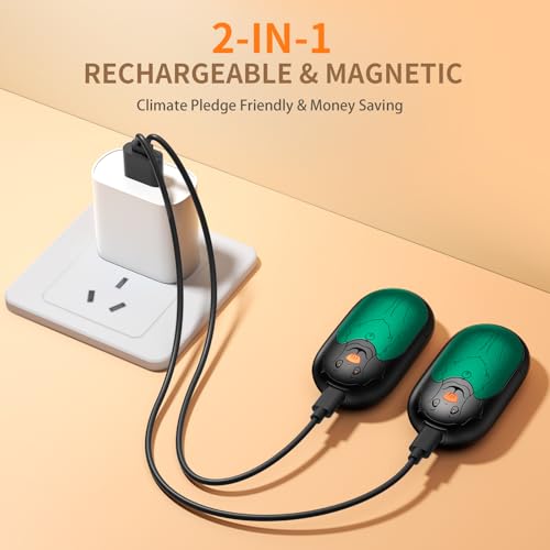 Hand Warmers Rechargeable 2 Pack, Pocket Hand Warmers with AI Control, 3-Temp Setting, 2x10 Hours Safe Heat, Electric Hand Warmers Fit Gloves for Skiing, Fishing, Hunting, Women Xmas Gifts