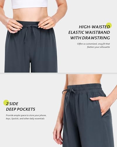 Casual Wide Leg Capri Pants Women - 25 Inch Dark Navy Small - Summer Yoga & Travel