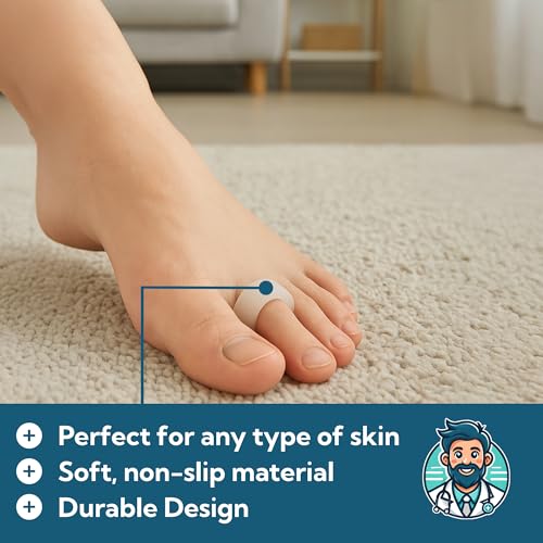 Dr. J's One Step Shop Hammertoe Relief Pads ? Podiatrist Recommended Silicone Supports for Alignment and Offloading ? 2 Pairs (4-Pack) Soft Gel Cushions for Mallet, Claw, and Bent Toes ? Unisex Foot Support