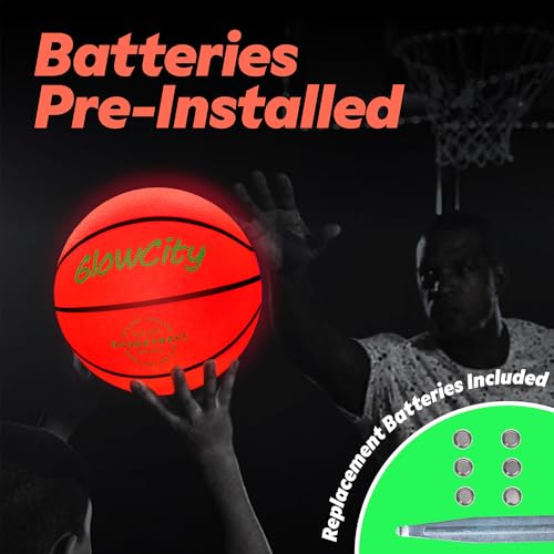 GlowCity Glow in The Dark Basketball Size 5 Rubber No Pump - Night Outdoor Sports Toy