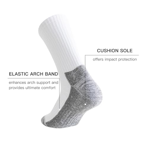 JOYN?E 8 Pair Mens Thick Cushioned Athletic Crew Socks Breathable Moisture Wicking Work Running Socks for Men Size 9-12/12-15