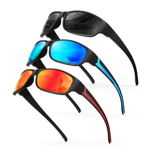 Sunglasses Men Polarized Mens Sunglasses, Wrap Around Sports Sun Glasses for Cycling Running with UV400 Protection