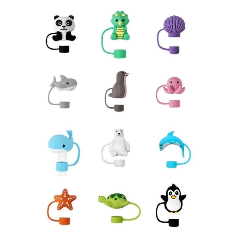 4PC Dolphin Straw Cover for Stanley Cup, 10mm Silicone Straw Covers Cap for Stanley Cup Accessories, Cap Stopper for Reusable Straws Tip Lids