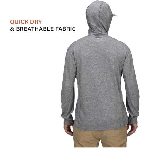 Simms Men's BugStopper Hoody - Insect Shield Technology With UPF 30 Fabric - Quick Dry Bug Repellent Fishing Shirt for Warm Weather Outdoor Activities (Bay Leaf Heather, 2X-Large)