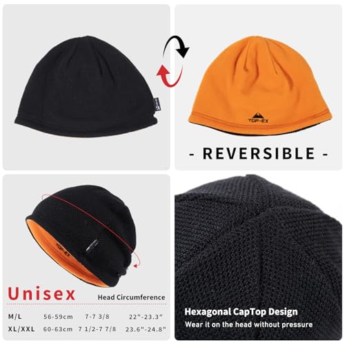 TOP-EX PolarWool¢â Wool Beanie Hat for Men Women Fleece Lined Skull Cap Winter Knit Hat Watch Caps Reversible & Windproof