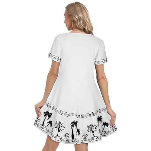 Summer Dresses for Women Casual Tshirt Short Sleeve Floral Sundress Beach Cover Ups with Pockets