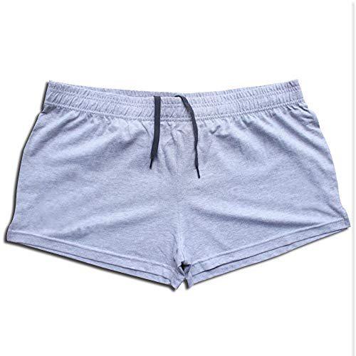 Men's Fitness Gym Shorts Cotton Workout Shorts - Medium Blue+Gray 2PCS