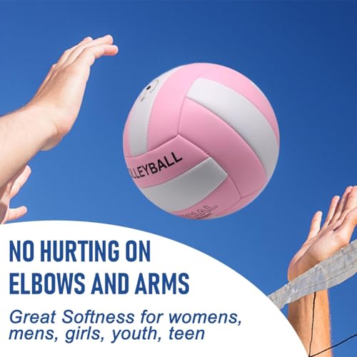Pink Official Size 5 Synthetic Leather Volleyballs 6 Pack with Pump & Mesh Bag