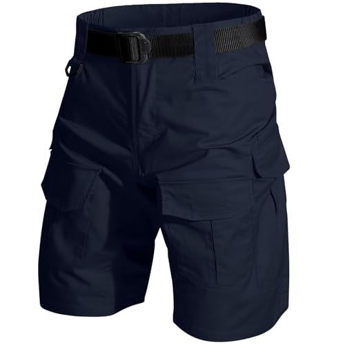 Mens Cargo Tactical Shorts Navy Blue 38 Inch - Durable Work Hiking Tool Shorts