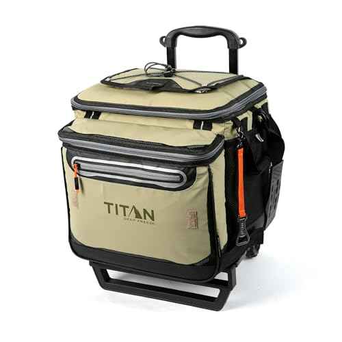 Titan Deep Freeze 60 (50+10) Can Wheeled Cooler - Collapsible Rolling Cooler with Wheels and All-Terrain Cart