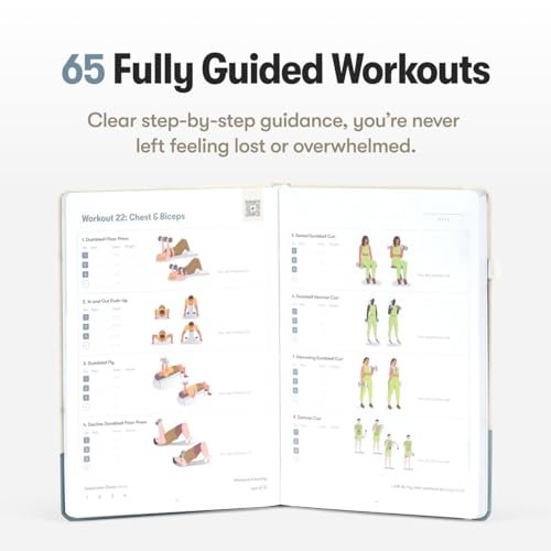 Dumbbell Workout Journal Hardcover - 13 Week Fitness Planner for Men & Women