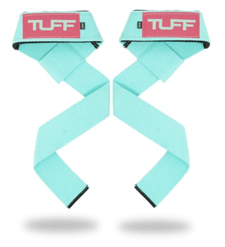 Tuff Lifting Straps Wrist Supports for Weightlifting Deadlifts Powerlifting - Teal Pink