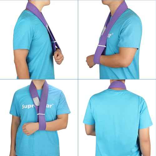supregear Arm Sling, Adjustable Collar and Cuff Sling, Lightweight Simple Shoulder Immobilizer Arm Elbow Support Strap for Men Women, One Size Fits Most, Purple