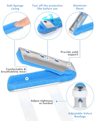 Large Metal Finger Splint Support Brace 2PCS Blue All Sizes
