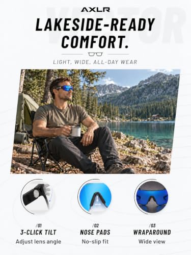 Polarized Sport Outdoor Sunglasses UV400 Protection Black Frame Blue Lens