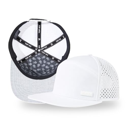 X-Large-XX-Large UVCoolix Cooling Sweatband Flat Bill Golf Cap White Sun Protection