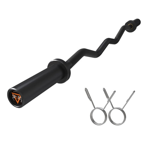 Olympic Barbell EZ Curl Bar, 47INCH/4FT Strength Training Curling Bar with Knurled Grip Black Barbell Bar for Weightlifting, Copper Sleeve Barbell for 2-inch Weight Plates, 500 LBS Capacity