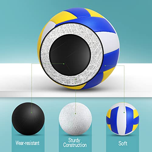 Official Size Volleyball Balls 6 Pack with Pump - Indoor & Outdoor Use