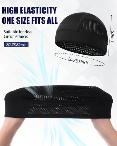 6PCS Breathable Mesh Skull Cap for Men - Helmet Liner Baseball Style in Black, White, Gray, Navy Blue, Royal Blue, Green