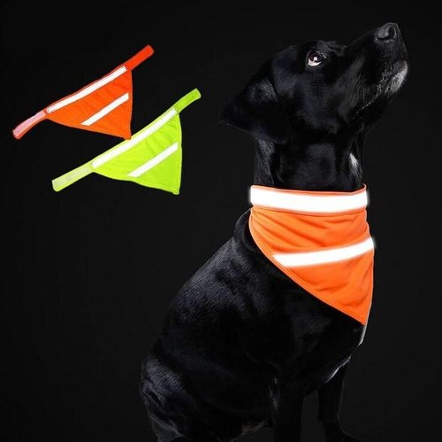 2-Pack Reflective Dog & Cat Bandanas - Yellow & Orange, L Size