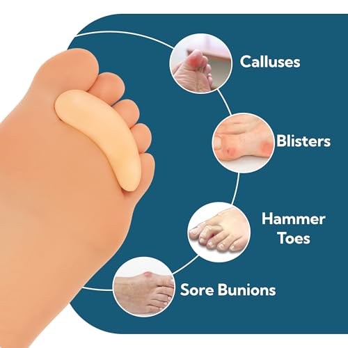 Dr. J's One Step Shop Hammertoe Relief Pads ? Podiatrist Recommended Silicone Supports for Alignment and Offloading ? 2 Pairs (4-Pack) Soft Gel Cushions for Mallet, Claw, and Bent Toes ? Unisex Foot Support
