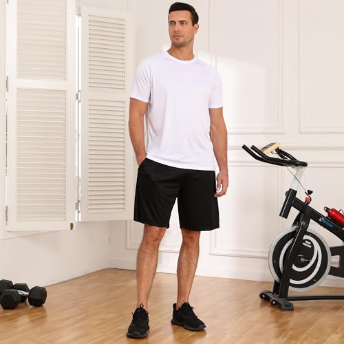 MLYENX 7 Pack Men's Workout T-Shirts - Quick Dry Athletic Gym Tees, X-Large, Black & Grey