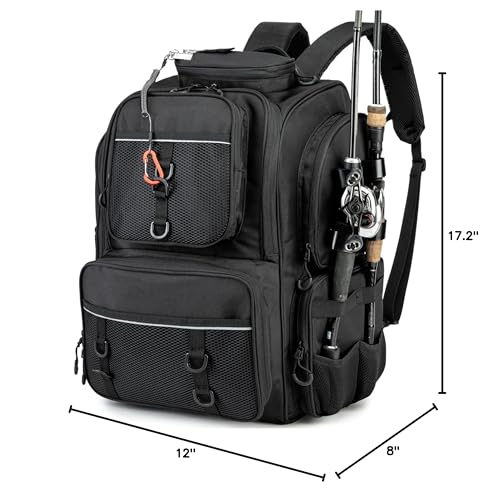 WANOON 42L Fishing Backpack with Rod Holders. Large Ttackle Bag Strong Materials
