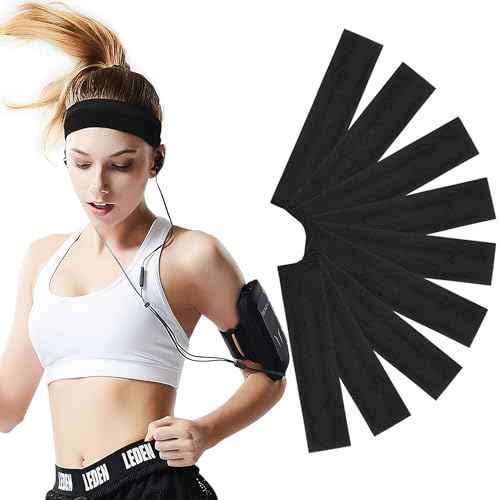 Work Headbands for Women 9Pcs, Cotton Like Headbands 2.5 inch Wide, Soft Sweat Wicking Stretchy Head Band for Cycling Biking Gym Sports Yoga Running Skincare